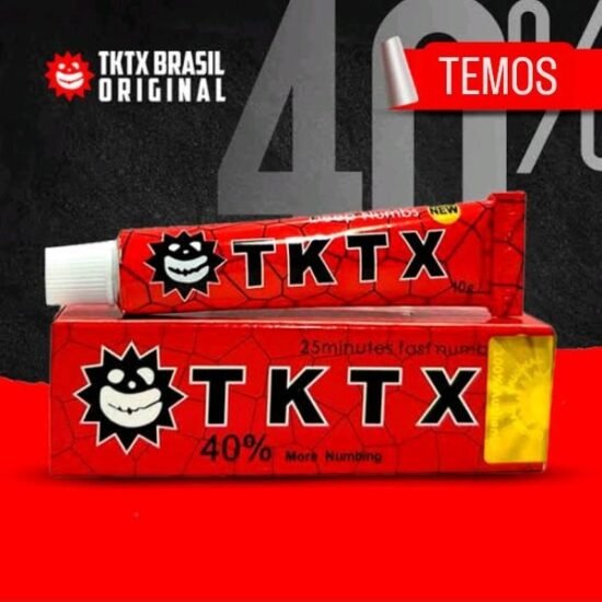 TKTX Pomada Anestésica Vermelha 40% Bisnaga 10g (De 2 a 4 horas de Pele Anestesiada Depende da Pele)