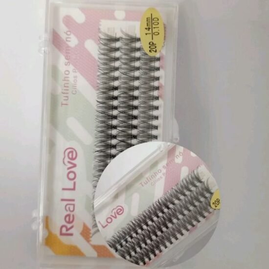 Cílios para Extensão Tufinho 14mm Sem Nó Real Love: 20P / 0.10D