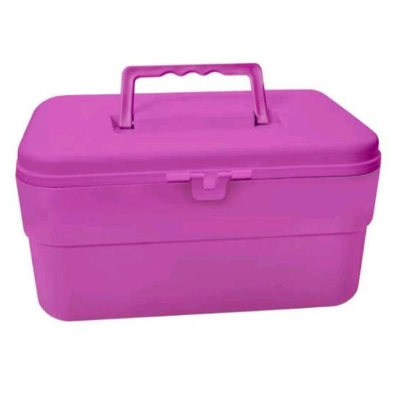 Maleta Manicure Santa Clara Compacta com Tampa Removível  Cor: Rosa Tamanho: 29,6cm x 22cm x 15cm