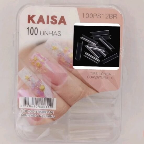 Tips Curvatura C Alongada Transparente Kaisa com 100 unidades