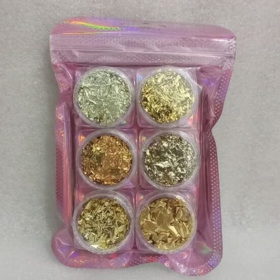 Folha de Ouro Dourado com 06 Potinhos