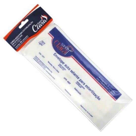 Envelope para Autoclave Santa Clara Tamanho: 9cm x 23cm / com 20 unidades