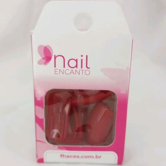 Unha Postiça Adulto Quadrada Média Vermelho  Nail Encanto com 28 unidades