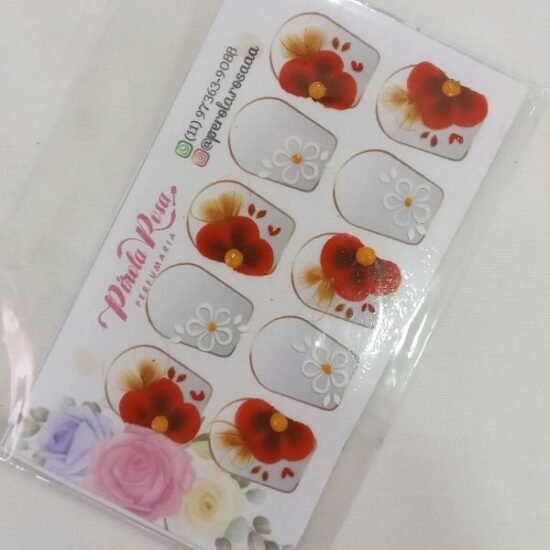 Adesivo para Unhas Artesanal / Cartela com 05 pares (39)