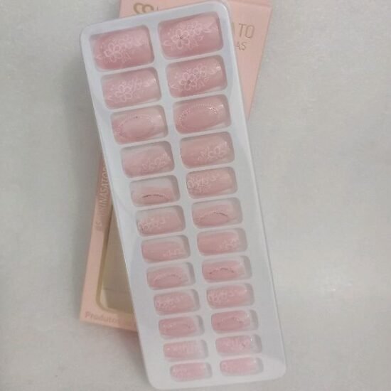 Unha Postiça Adulto Quadrada Média Decorada Sabrina Sato com 24 unidades (12)