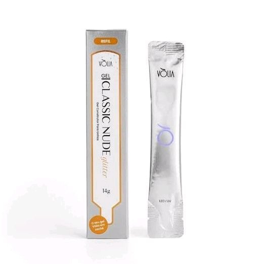 Gel Vólia Classic Nude com GLITTER Sachê 14g