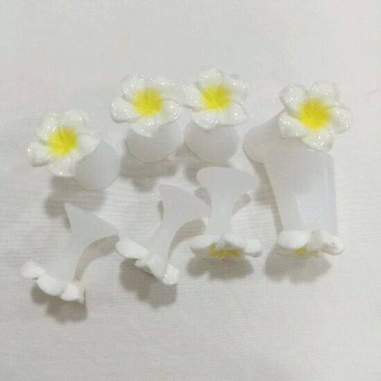 Separador de Dedos Luxo Silicone Flor Branca/Amarela com 08 unidades