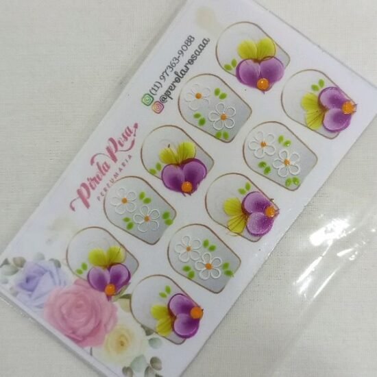 Adesivo para Unhas Artesanal / Cartela com 05 pares (44)