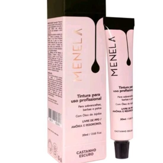 Tintura para Sobrancelhas, Barbas e Pelos Menela com Óleo de Jojoba - Castanho Escuro 20ml