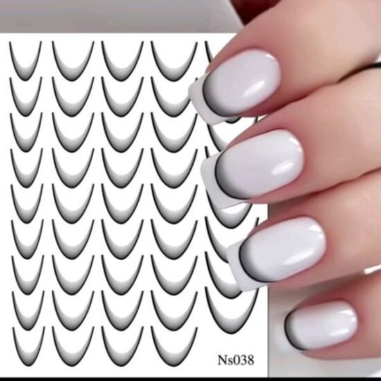 Adesivo para Unhas Francesinha Reversa cor: Preto com 23 unidades