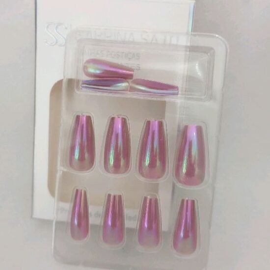 Unha Postiça Adulto Bailarina Metalizada Sabrina Sato com 12 unidades (02)