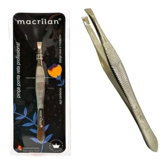Pinça para Sobrancelha Ponta Reta Dourada Macrilan