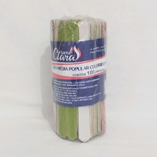 Lixa para Unhas Média Colorida Santa Clara com 100 unidades