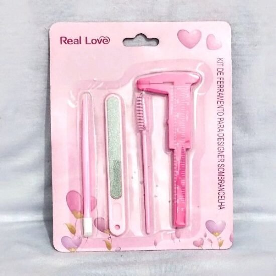 Kit Sobrancelha Escovinha + Paquímetro Pequeno + Lixa Metal e Empurrador