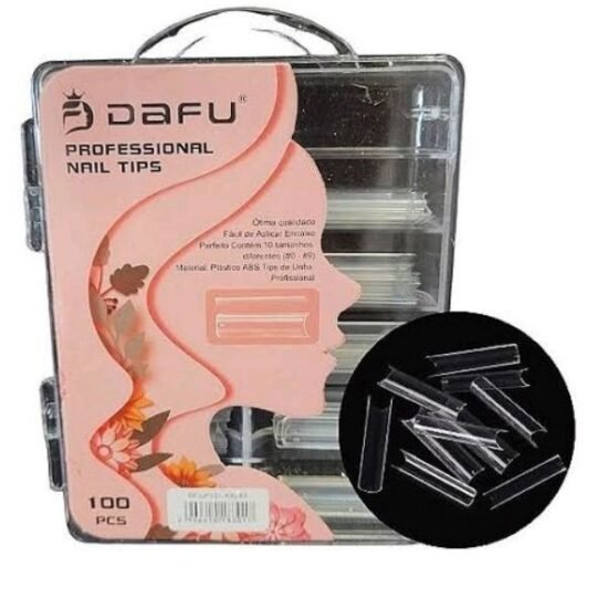 Tips Curvada Reta Alongada / Transparente (NÃO É CURVATURA/C) Dafu 100 unidades