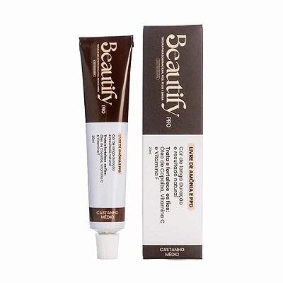 Tintura para Sobrancelhas,Fios,Pelos e Barba Beautify Pro ORIGINAL - Castanho Médio 20ml