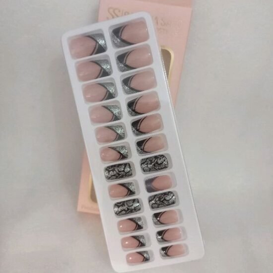 Unha Postiça Adulto Quadrada Média Decorada Sabrina Sato com 24 unidades (03)