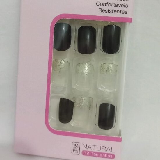 Unha Postiça Adulto Quadrada Curta Dafu Natural 24 unidades (06)