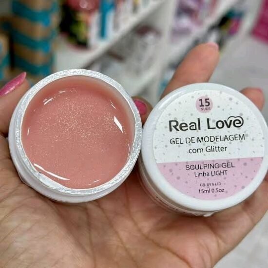 Gel Real Love 15 Nude ( COM LEVE GLITTER ) 15g