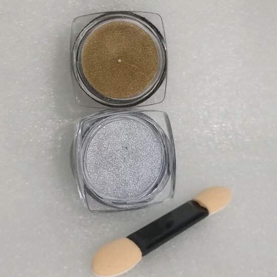 Pó Cromado Prata e Dourado + 1 pincéi Aplicadore 006