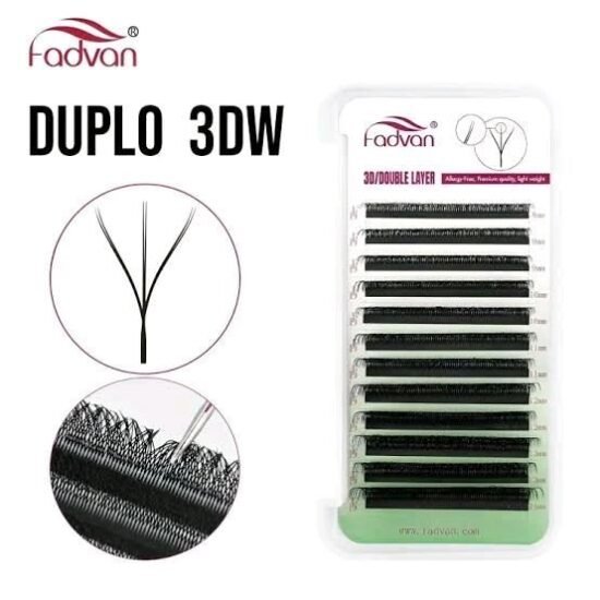 Cílios para Extensão Fadvan 3D W Duplo - 0.07D - Mix (8mm ao 12mm)