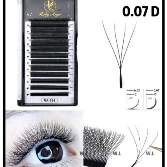 Cílios para Extensão Ruby Anjo 4P - 0.07D - Mix (8mm ao 14mm) cód: RA-524