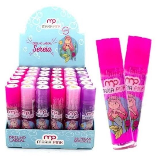 Gloss Brilho Labial Infantil Sereia Maria Pink 5,5ml (cada)