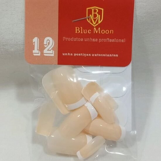 Unha Postiça Adulto Quadrada Média com Francesinha com 12 unidades (03)
