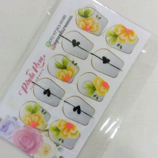 Adesivo para Unhas Artesanal / Cartela com 05 pares (61)