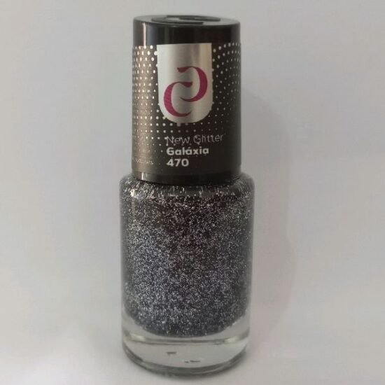 Esmalte Cora Glitter Fino Preto com Prata Galáxia 10ml