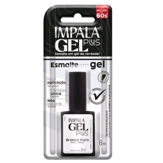 Esmalte em Gel Branco Puro Impala Plus Cremoso 8ml