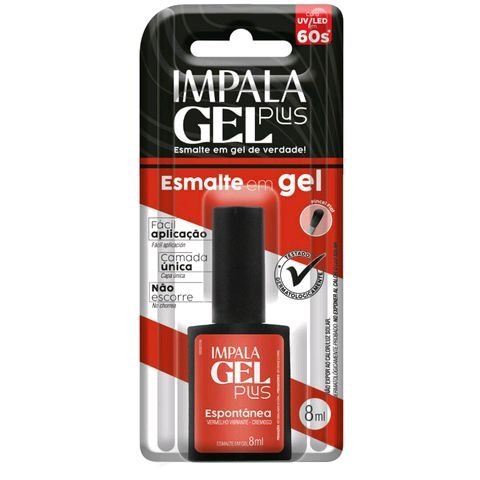 Esmalte em Gel Impala Plus Espontânea / Vermelho  Vibrante- Cremoso 8ml