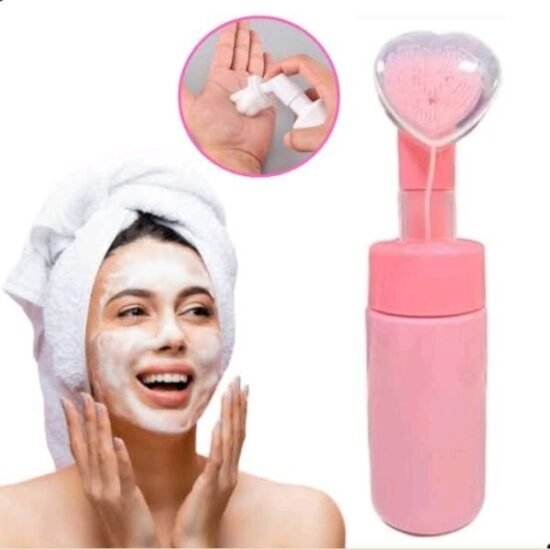 Pote Frasco Pump para Fazer Espuma com Escova de Silicone 100ml Coração Rosa