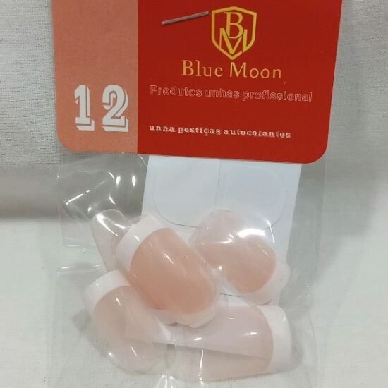 Unha Postiça Adulto Quadrada Média com Francesinha com 12 unidades (01)