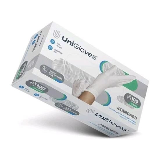 Luva Látex Unigloves Branca (Tam: EP Extra Pequena) com 100 unidades