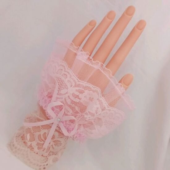 Manga Falsa Rendada para Tirar Foto cor: Rosa Claro